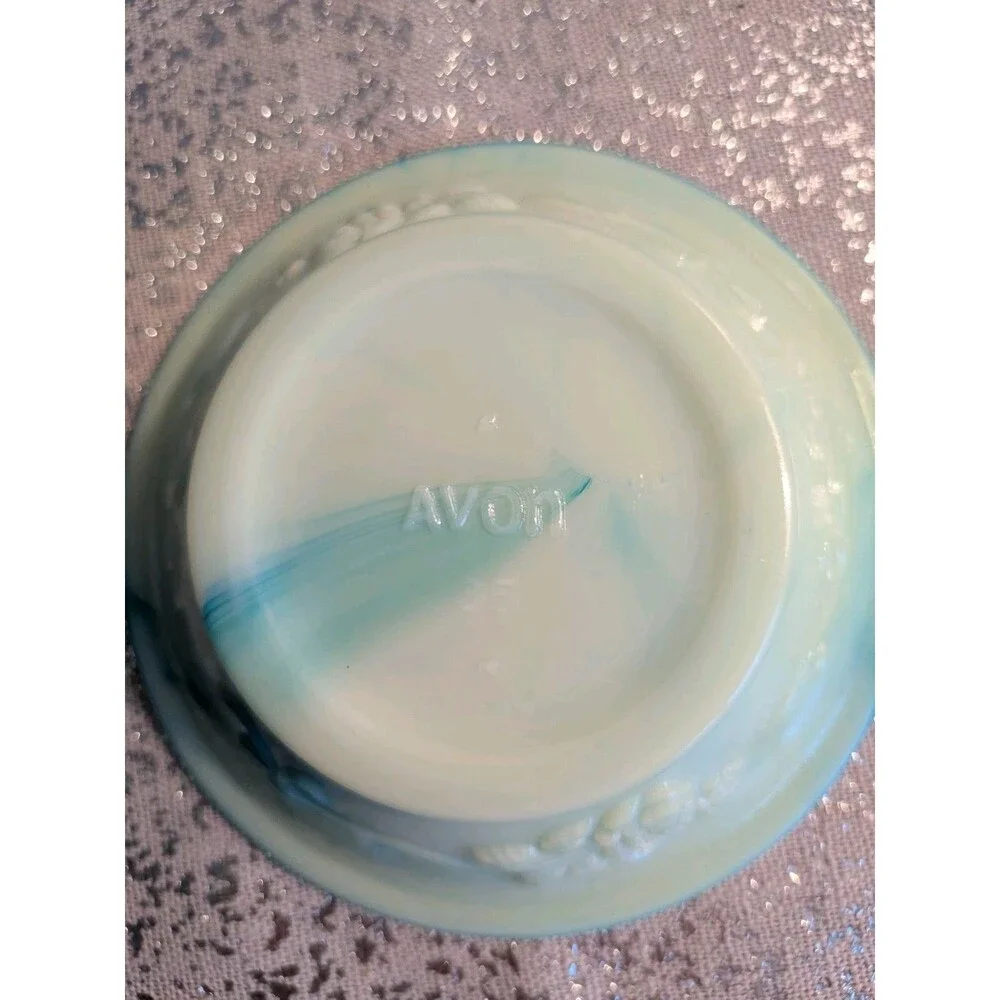 Green Milk Glass Pitcher Avon Basin Moonwind Bath Oil 5 1/2in Tall Vintage 70's